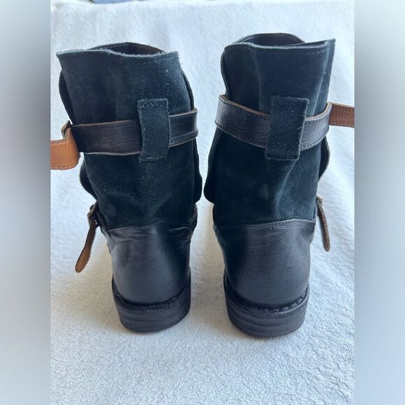 FIORENTINI + BAKER Suede Boots size 41, US 11 Biker leather riding strap Italy - Picture 11 of 15